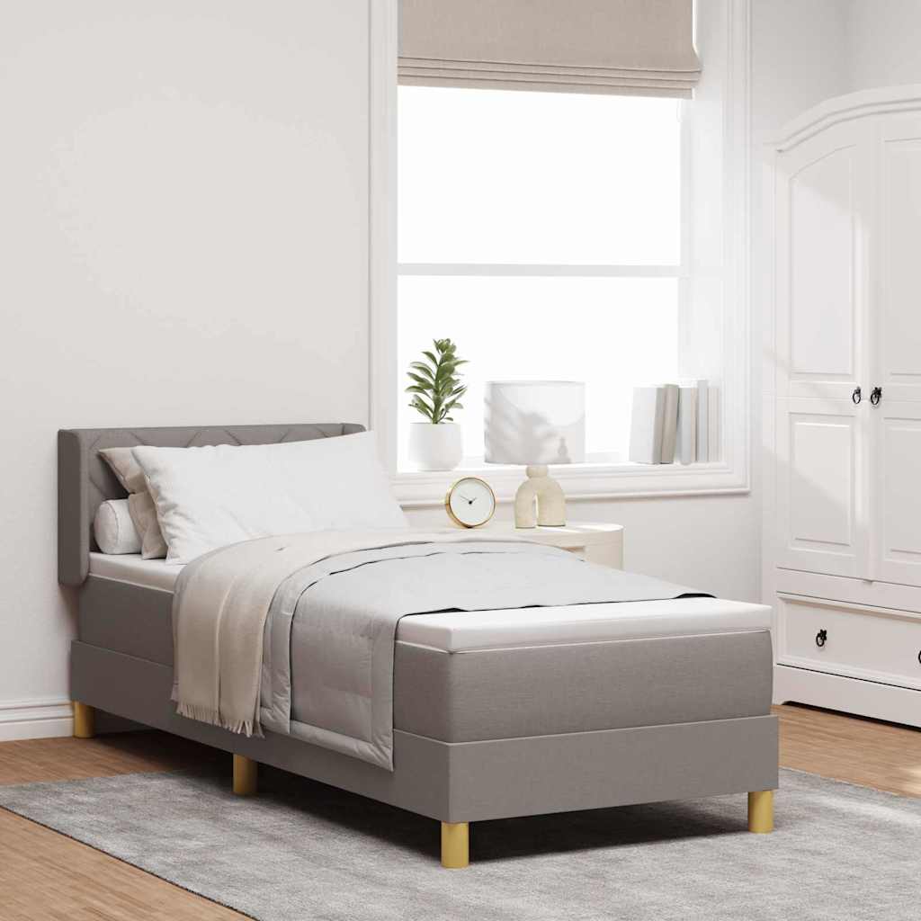 Boxrugós ágy párnával fejtámlával Tópszínű 200 x 80 cm szövet