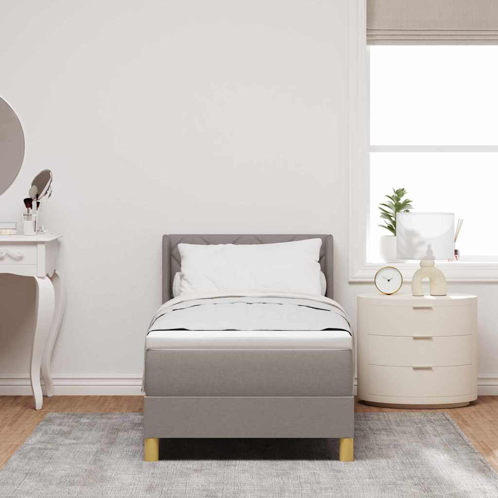 Boxrugós ágy párnával fejtámlával Tópszínű 200 x 80 cm szövet