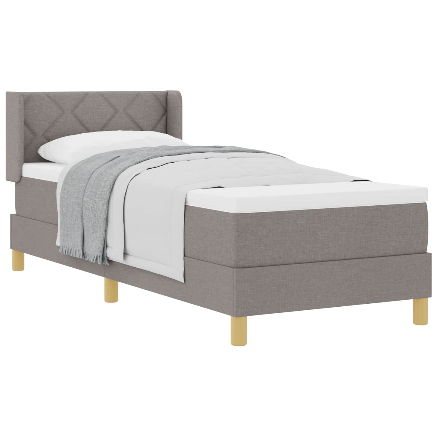 Boxrugós ágy párnával fejtámlával Tópszínű 200 x 80 cm szövet
