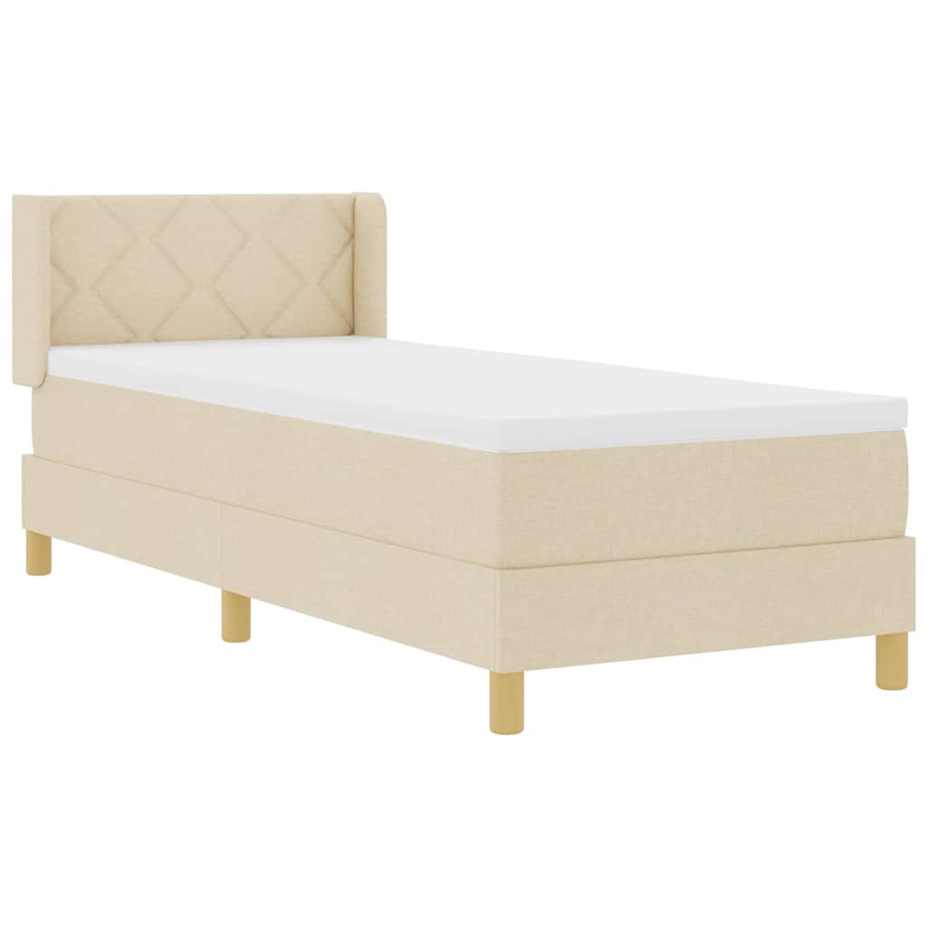 Boxrugós ágy fejtámlával Krém 200 x 80 cm szövet