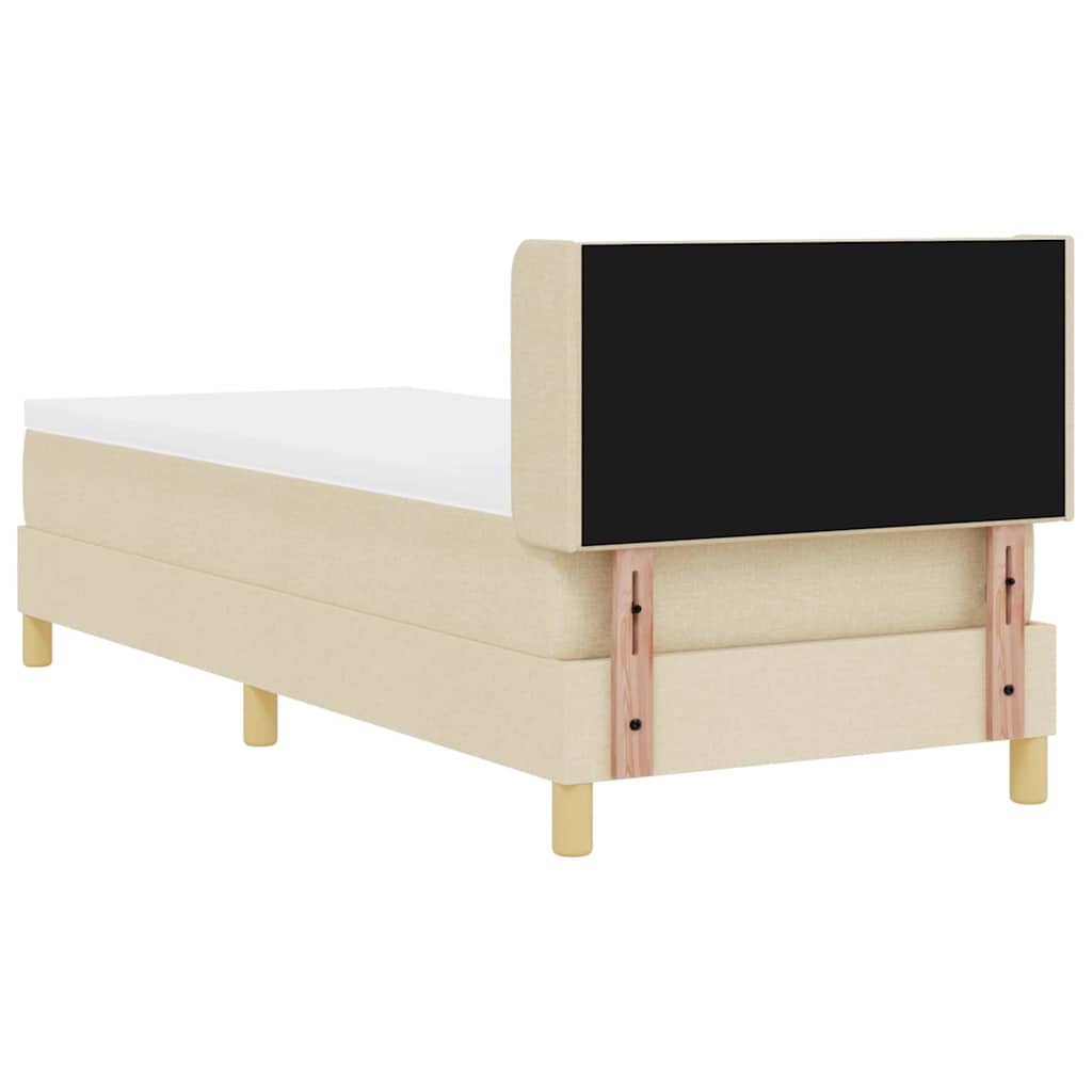 Boxrugós ágy fejtámlával Krém 200 x 80 cm szövet