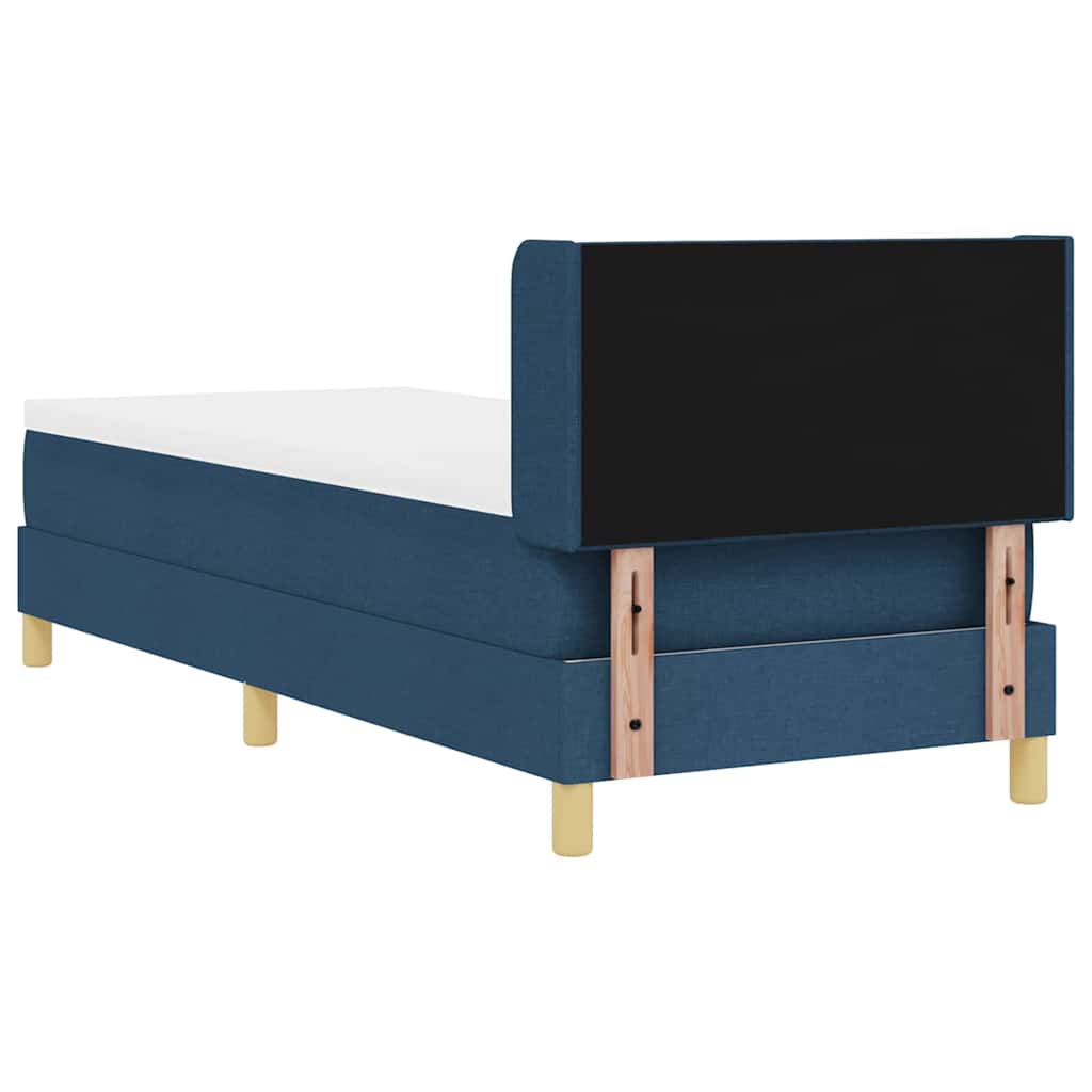Boxrugós ágy fejtámlával Kék 200 x 80 cm szövet