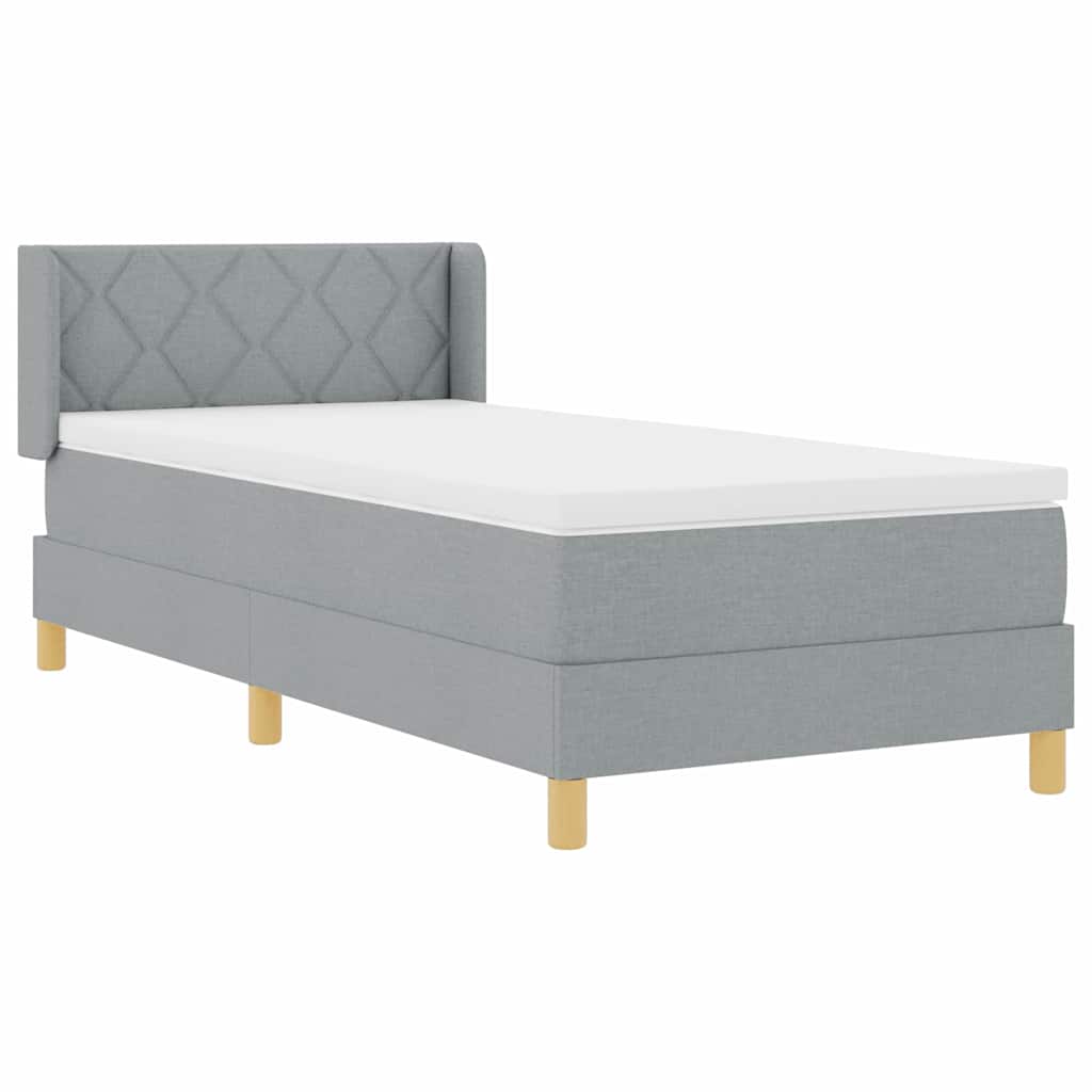 Boxrugós ágy fejtámlával Világosszürke 200 x 90 cm szövet