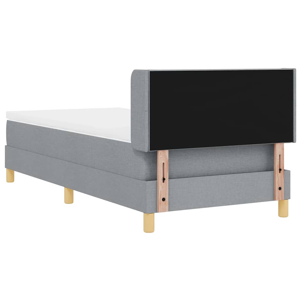Boxrugós ágy fejtámlával Világosszürke 200 x 90 cm szövet