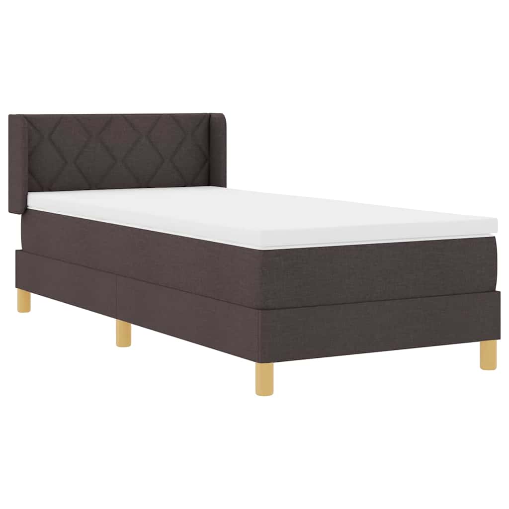 Boxrugós ágy fejtámlával Sötét Barna 200 x 100 cm szövet