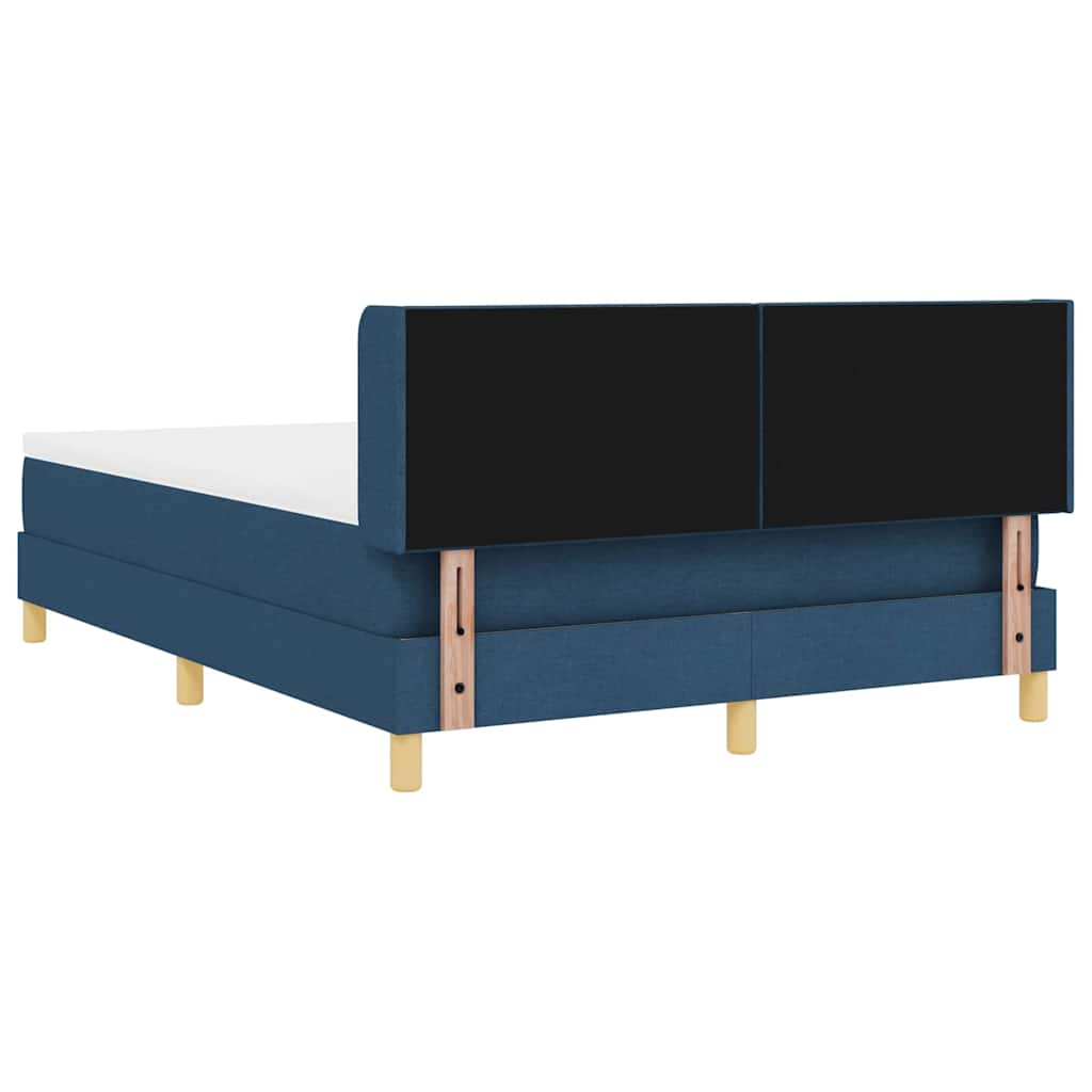Boxrugós ágy párnával fejtámlával Kék 200 x 140 cm szövet