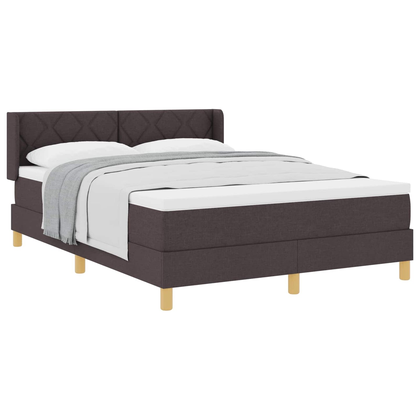 Boxrugós ágy fejtámlával Sötét Barna 200 x 160 cm szövet