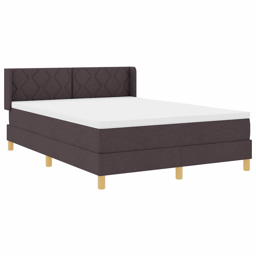 Boxrugós ágy fejtámlával Sötét Barna 200 x 160 cm szövet