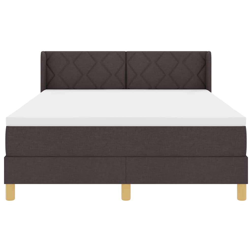 Boxrugós ágy fejtámlával Sötét Barna 200 x 160 cm szövet