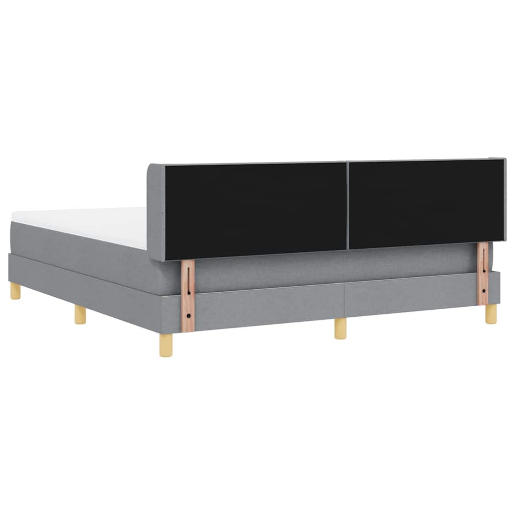 Boxrugós ágy fejtámlával Világosszürke 200 x 180 cm szövet
