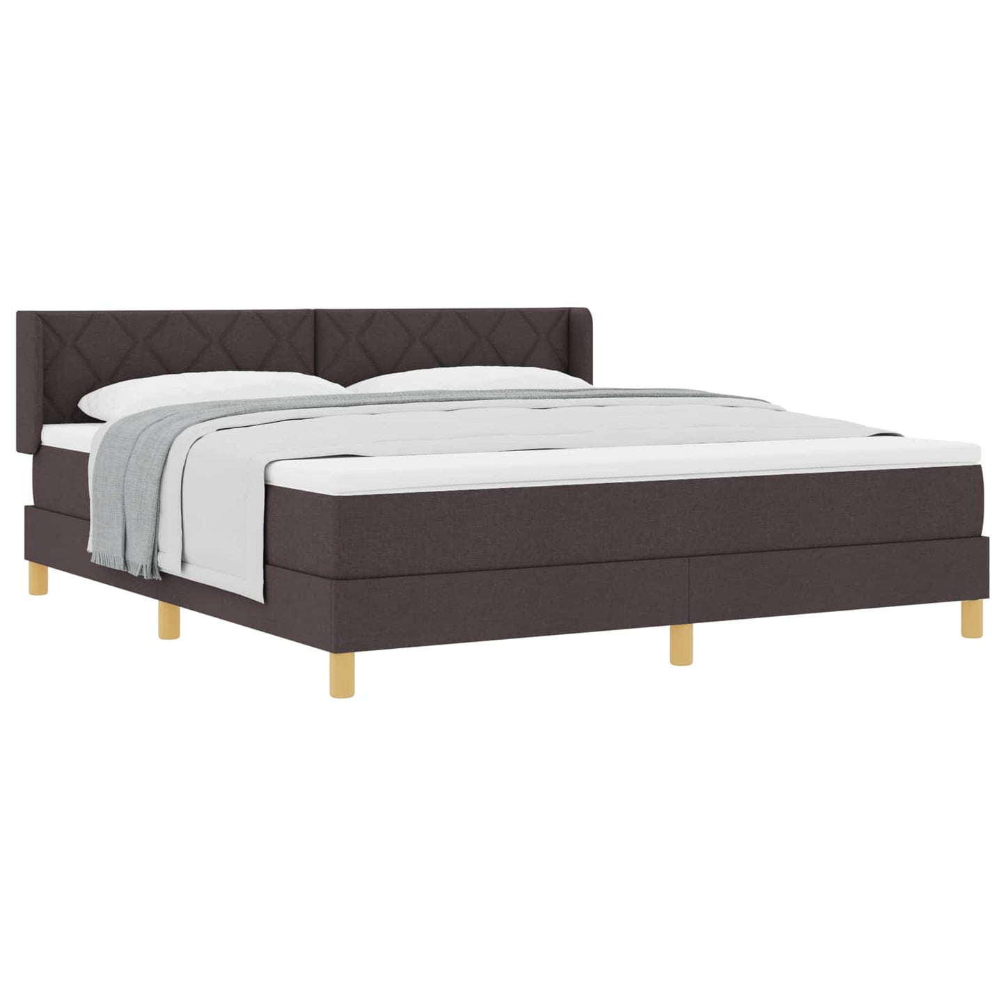 Boxrugós ágy fejtámlával Sötét Barna 200 x 180 cm szövet