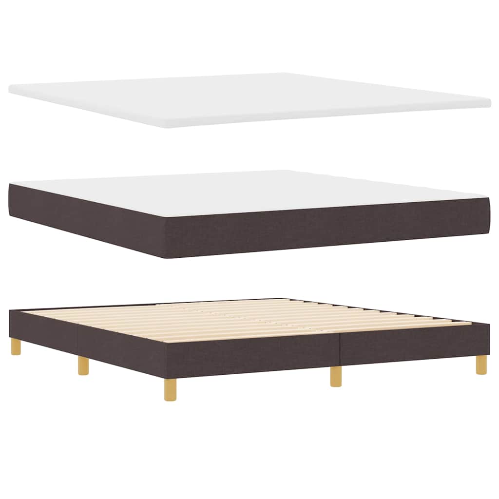Boxrugós ágy fejtámlával Sötét Barna 200 x 180 cm szövet