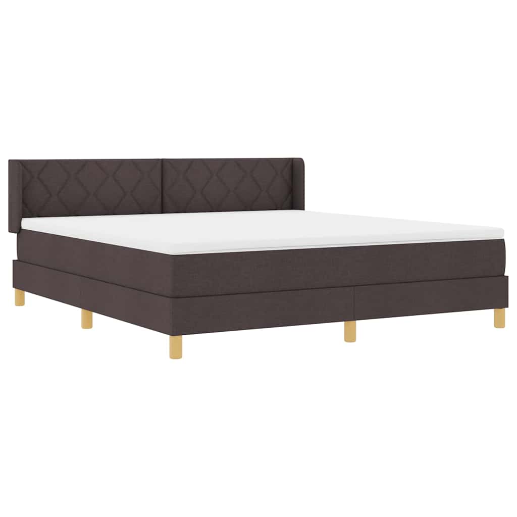 Boxrugós ágy fejtámlával Sötét Barna 200 x 180 cm szövet