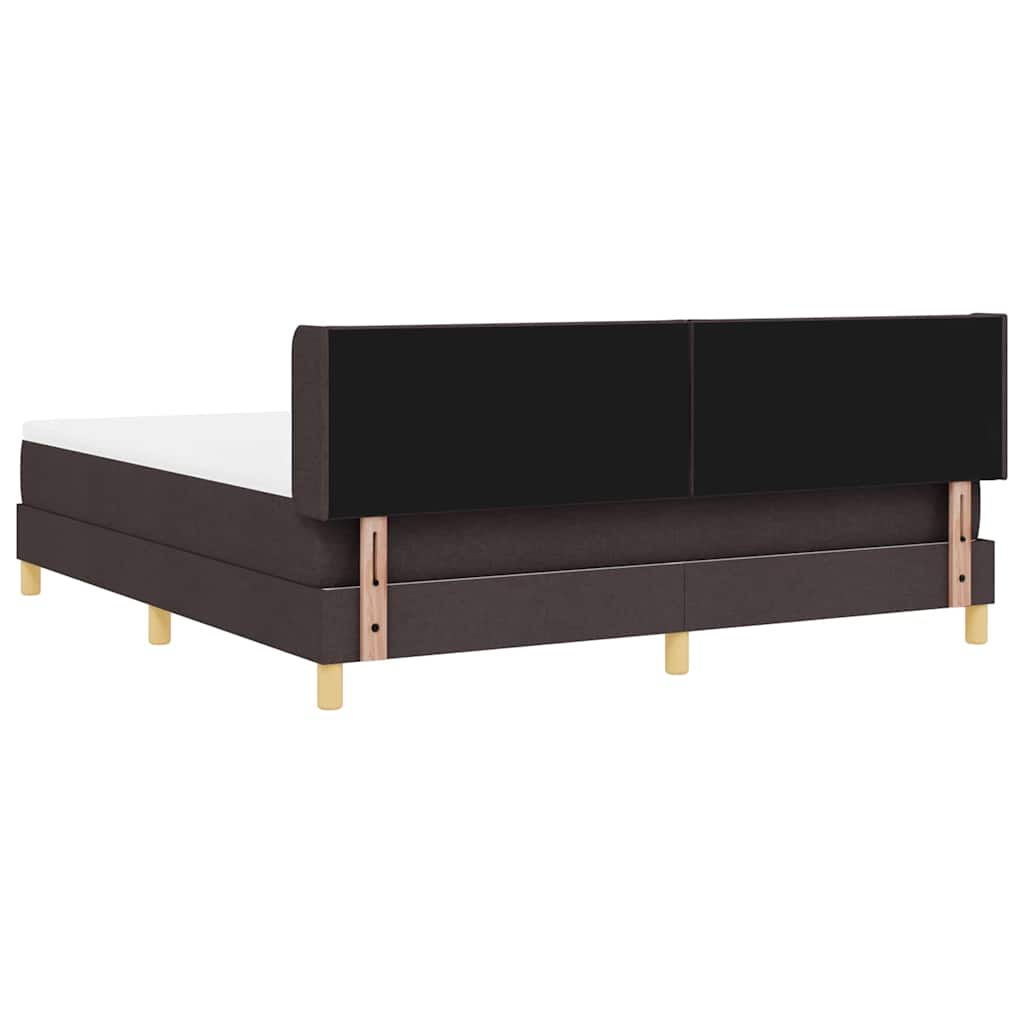 Boxrugós ágy fejtámlával Sötét Barna 200 x 180 cm szövet