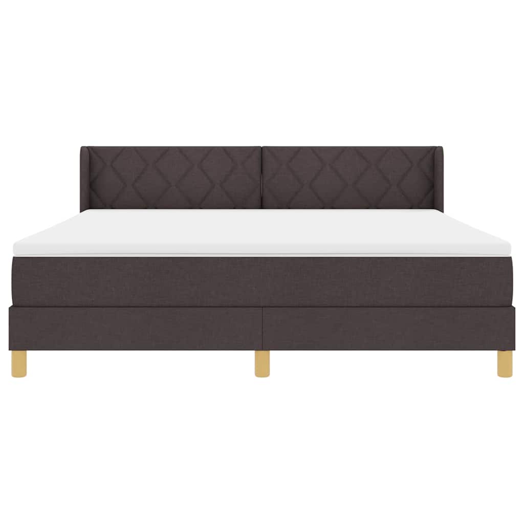 Boxrugós ágy fejtámlával Sötét Barna 200 x 180 cm szövet