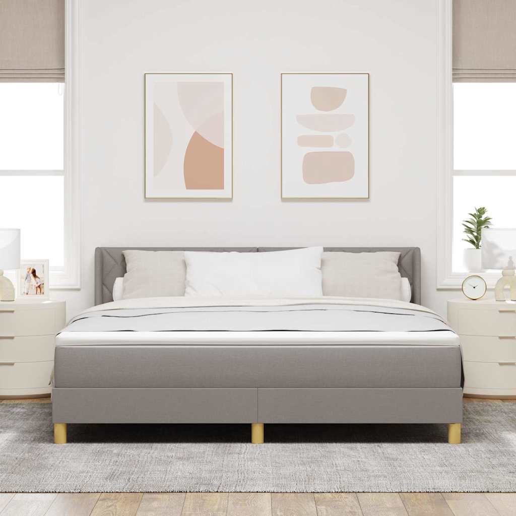 Boxrugós ágy fejtámlával Tópszínű 200 x 180 cm szövet