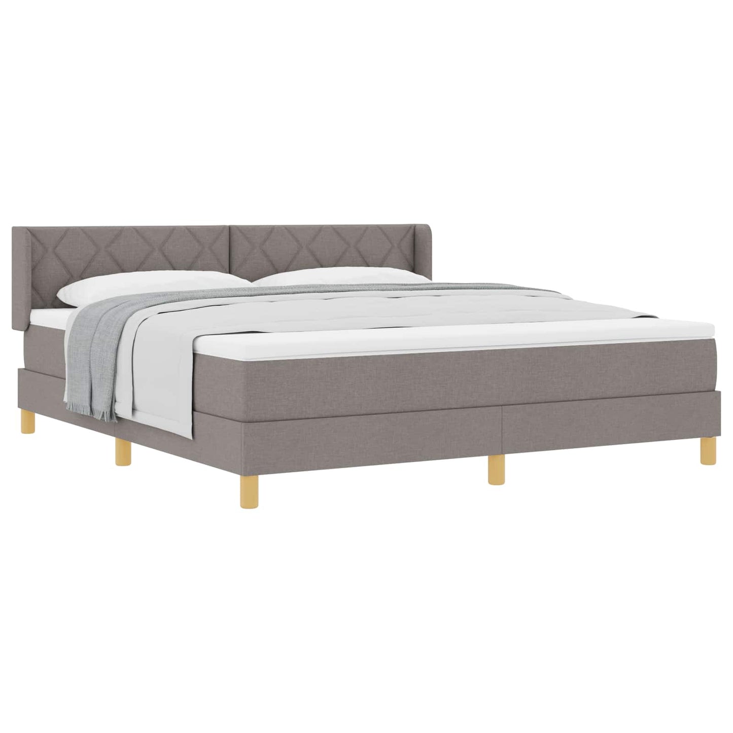 Boxrugós ágy fejtámlával Tópszínű 200 x 180 cm szövet