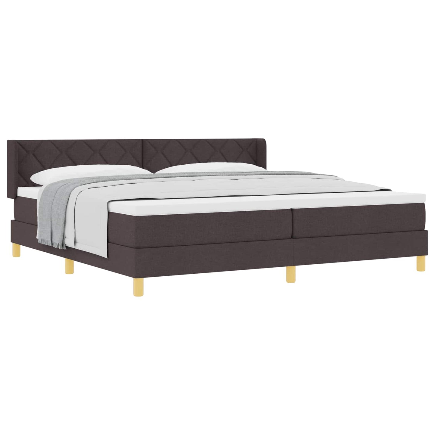 Boxrugós ágy fejtámlával Sötét Barna 200 x 200 cm szövet