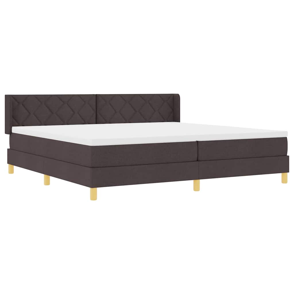 Boxrugós ágy fejtámlával Sötét Barna 200 x 200 cm szövet