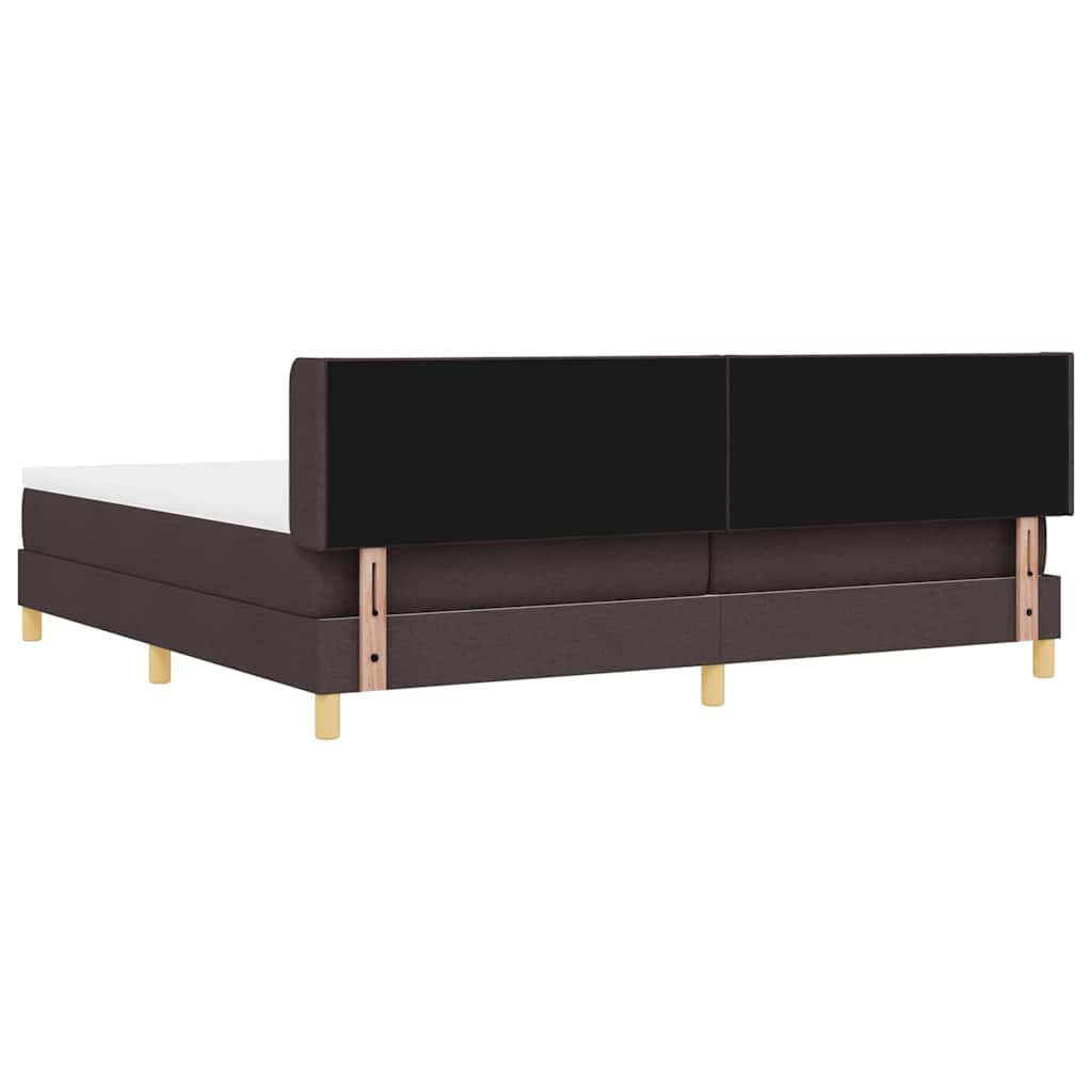 Boxrugós ágy fejtámlával Sötét Barna 200 x 200 cm szövet