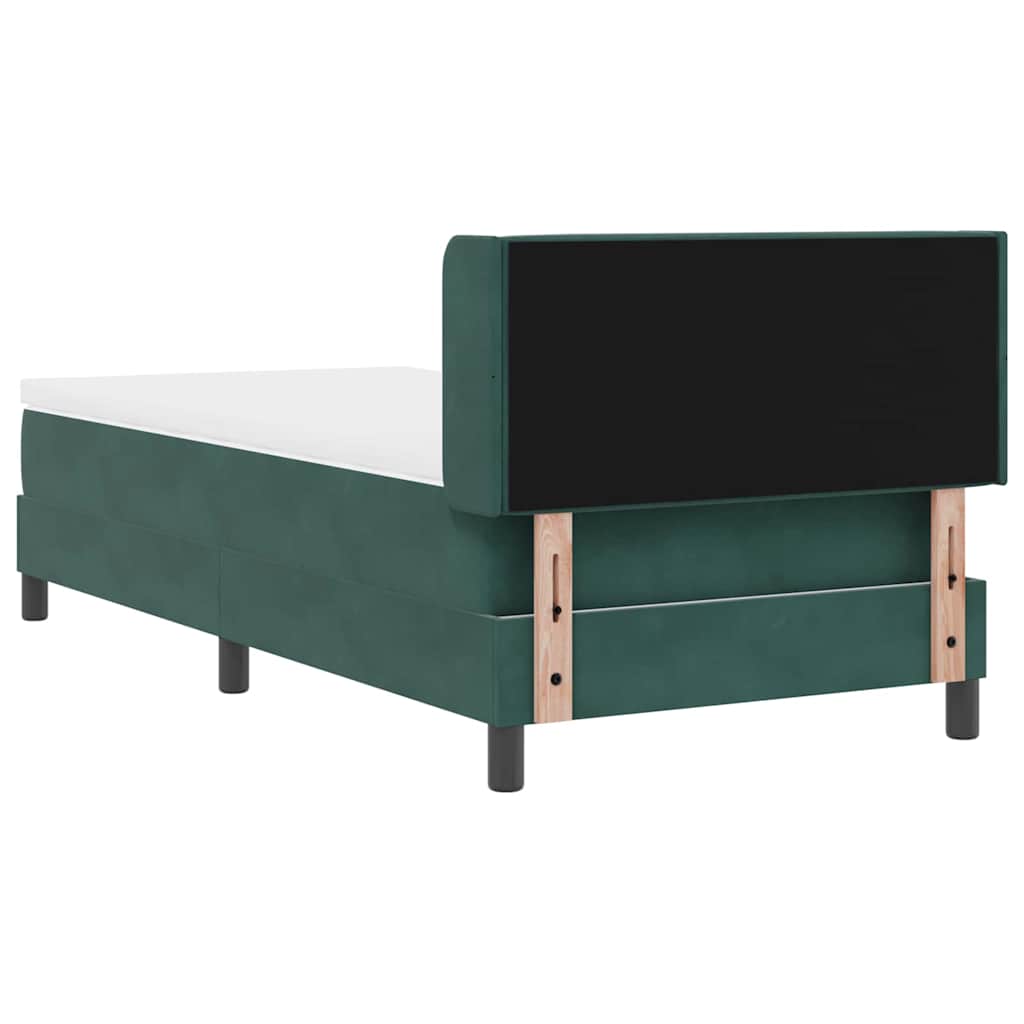 Boxrugós ágy fejtámlával Sötétzöld 200 x 90 cm Bársony