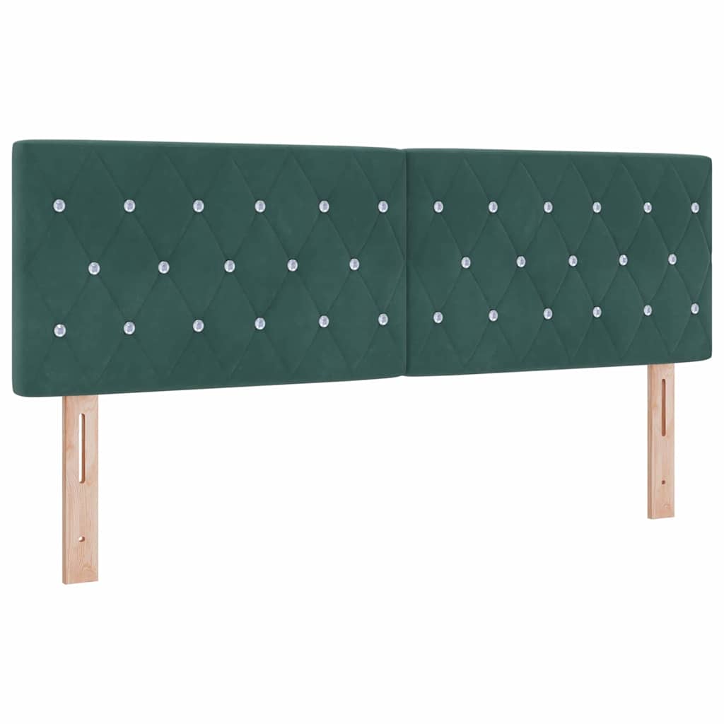 Boxrugós ágy fejtámlával Sötétzöld 200 x 140 cm Bársony