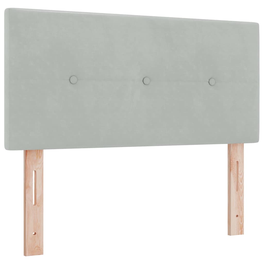 Boxrugós ágy fejtámlával Világosszürke 200 x 80 cm Bársony