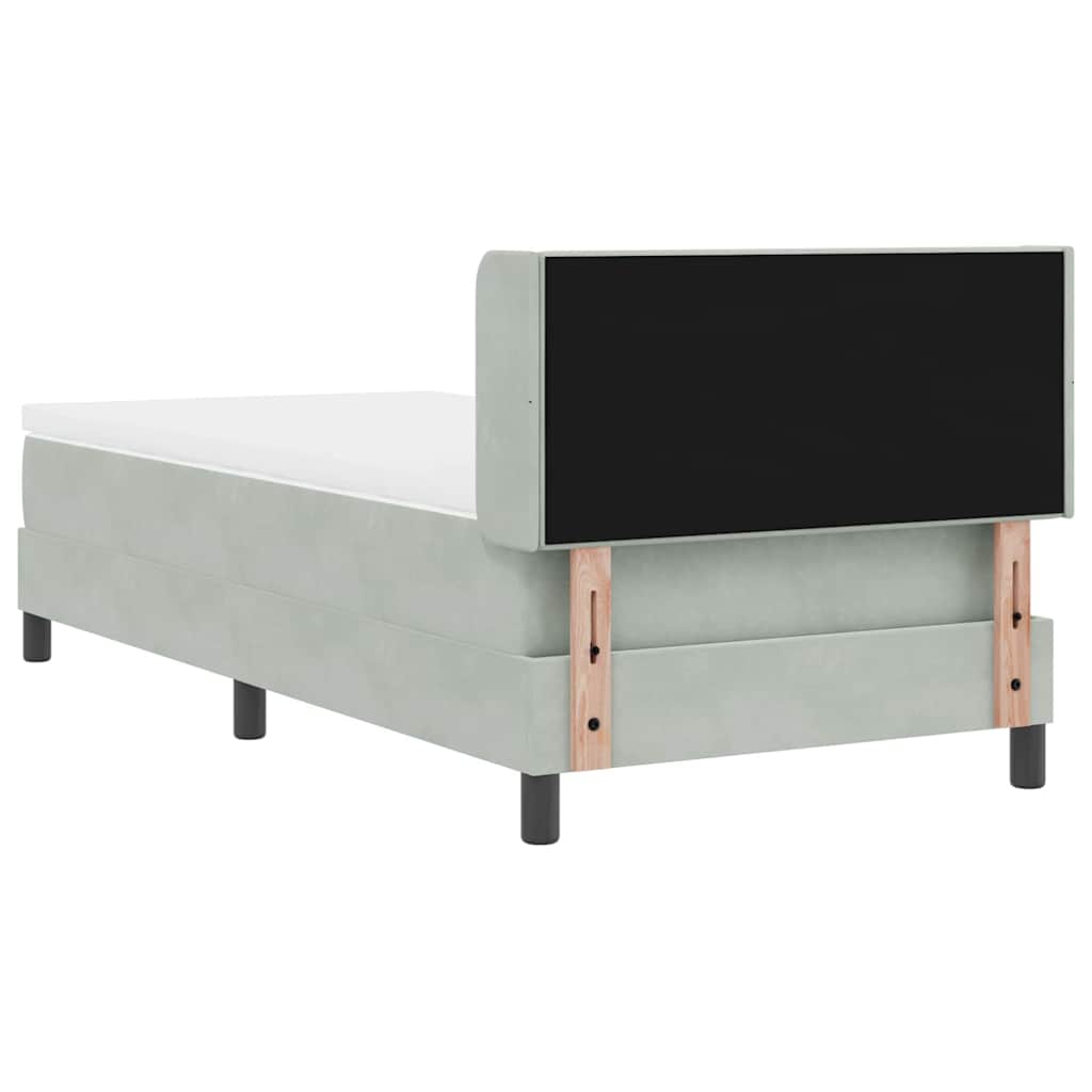 Boxrugós ágy fejtámlával Világosszürke 200 x 80 cm Bársony