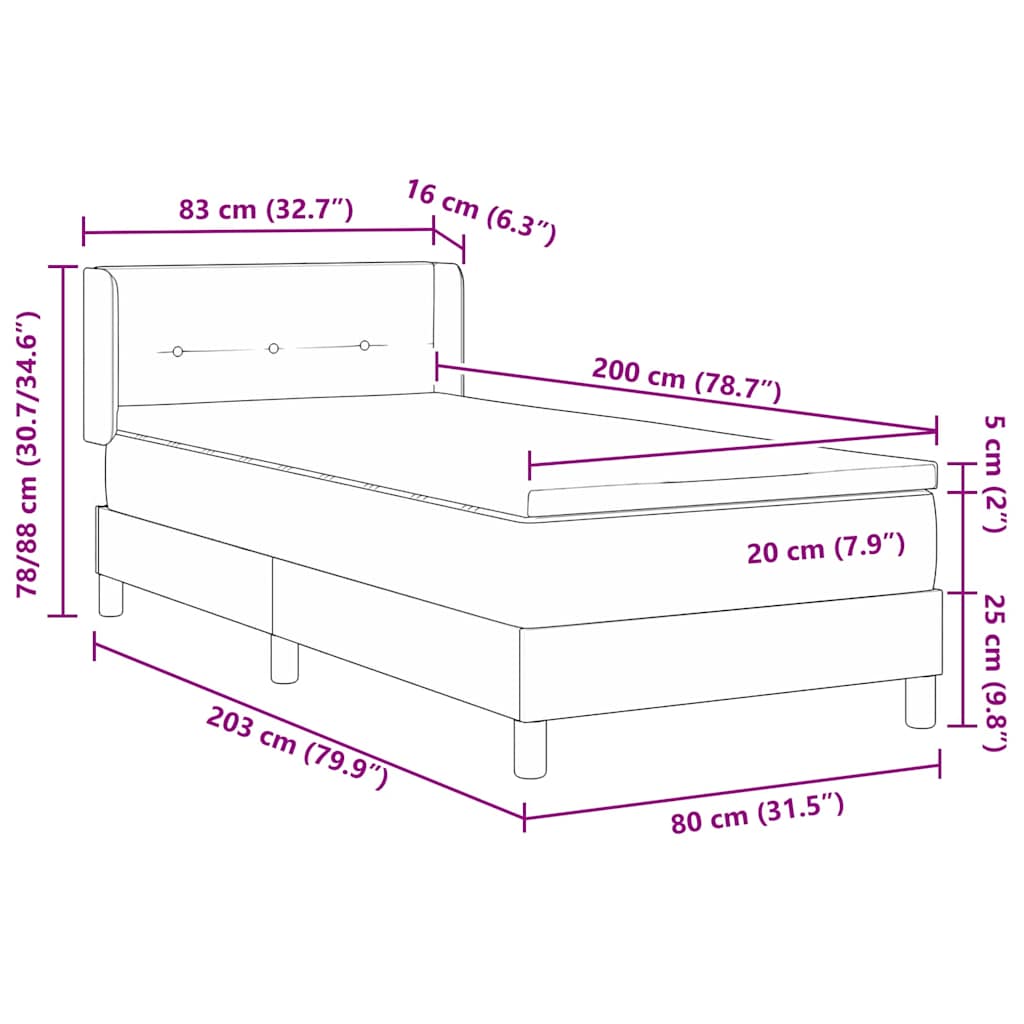 Boxrugós ágy fejtámlával Sötétzöld 200 x 80 cm Bársony