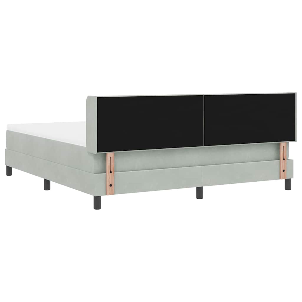 Boxrugós ágy fejtámlával Világosszürke 200 x 180 cm Bársony