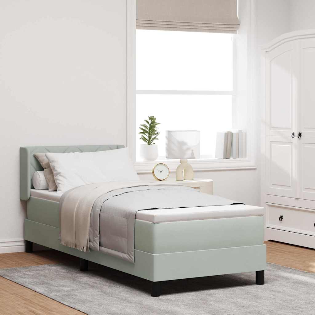 Boxrugós ágy fejtámlával Világosszürke 200 x 80 cm Bársony