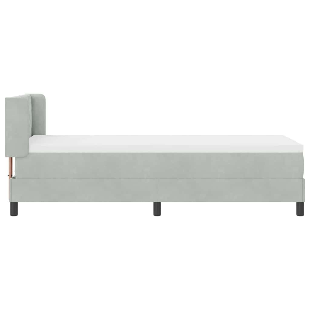 Boxrugós ágy fejtámlával Világosszürke 200 x 80 cm Bársony