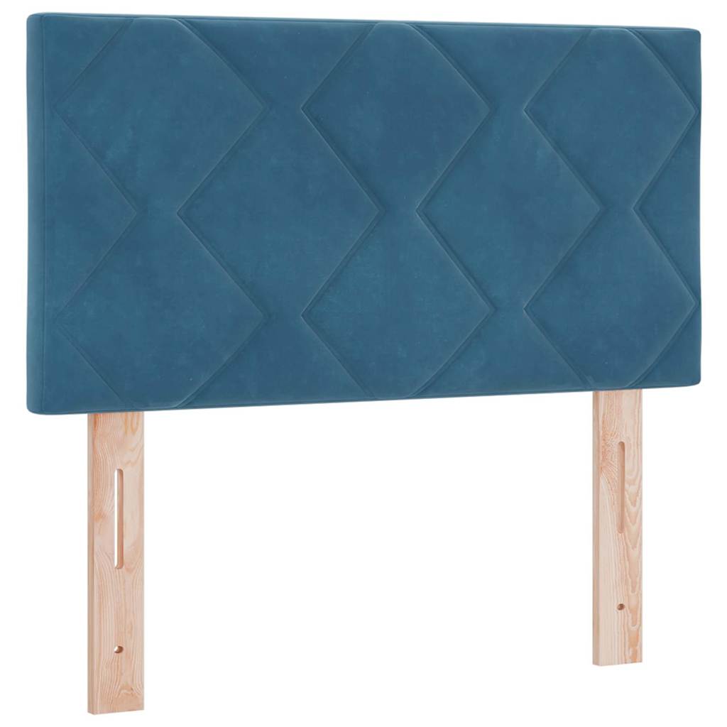 Boxrugós ágy fejtámlával Sötét kék 200 x 80 cm Bársony