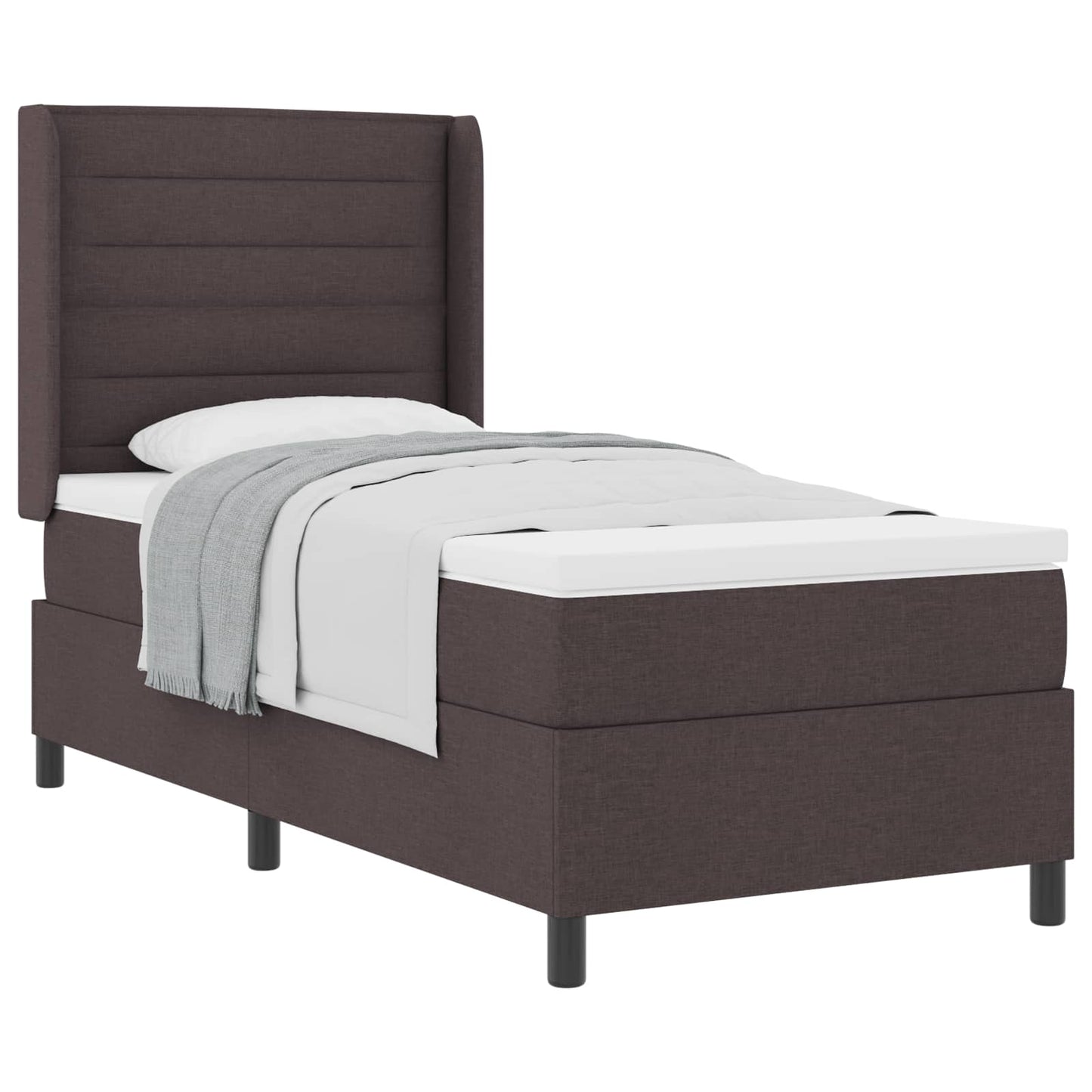 Boxrugós ágy párnával Sötét Barna 200 x 90 cm szövet