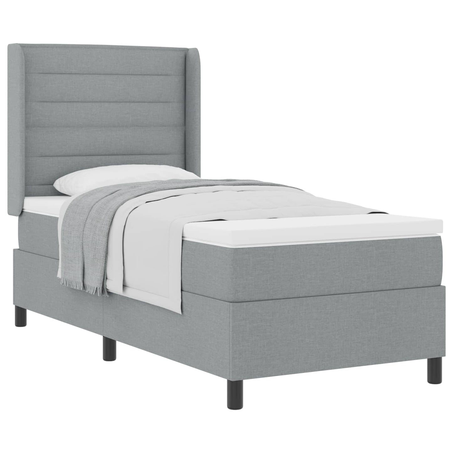 Boxrugós ágy matracmal Világosszürke 200 x 100 cm szövet