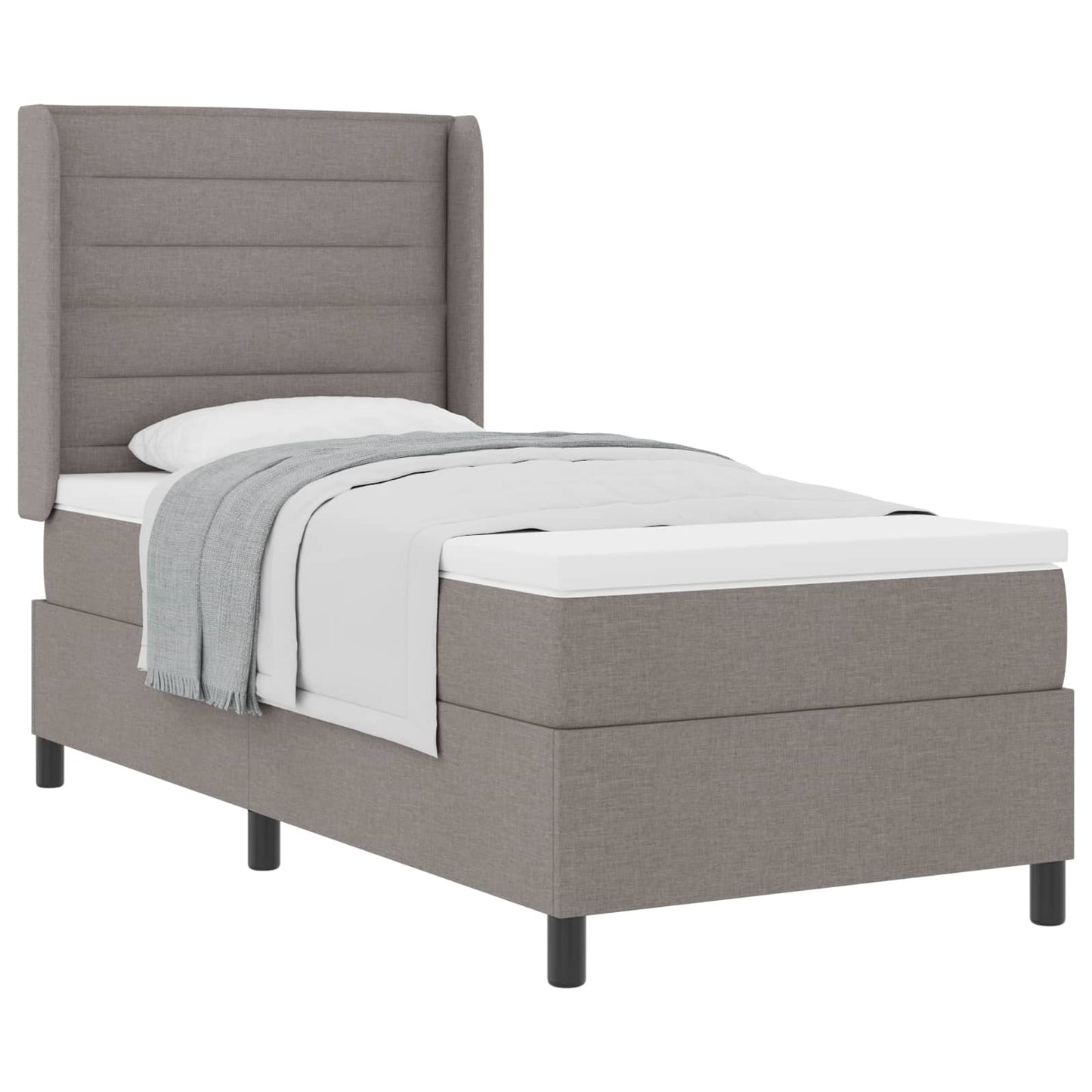 Boxrugós ágy matracmal fejtámlával Tópszínű 200 x 100 cm szövet