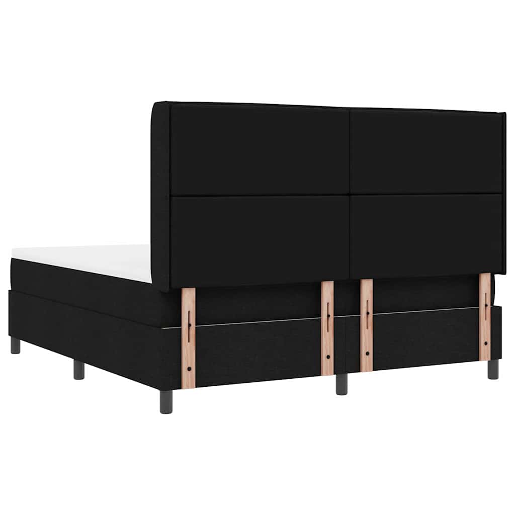 Boxrugós ágy matracmal fejtámlával Fekete 200 x 180 cm szövet