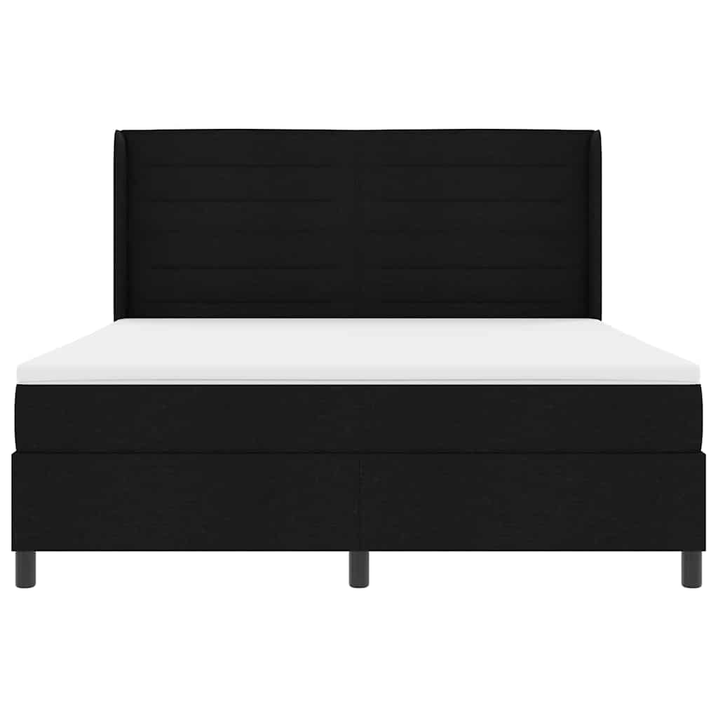 Boxrugós ágy matracmal fejtámlával Fekete 200 x 180 cm szövet