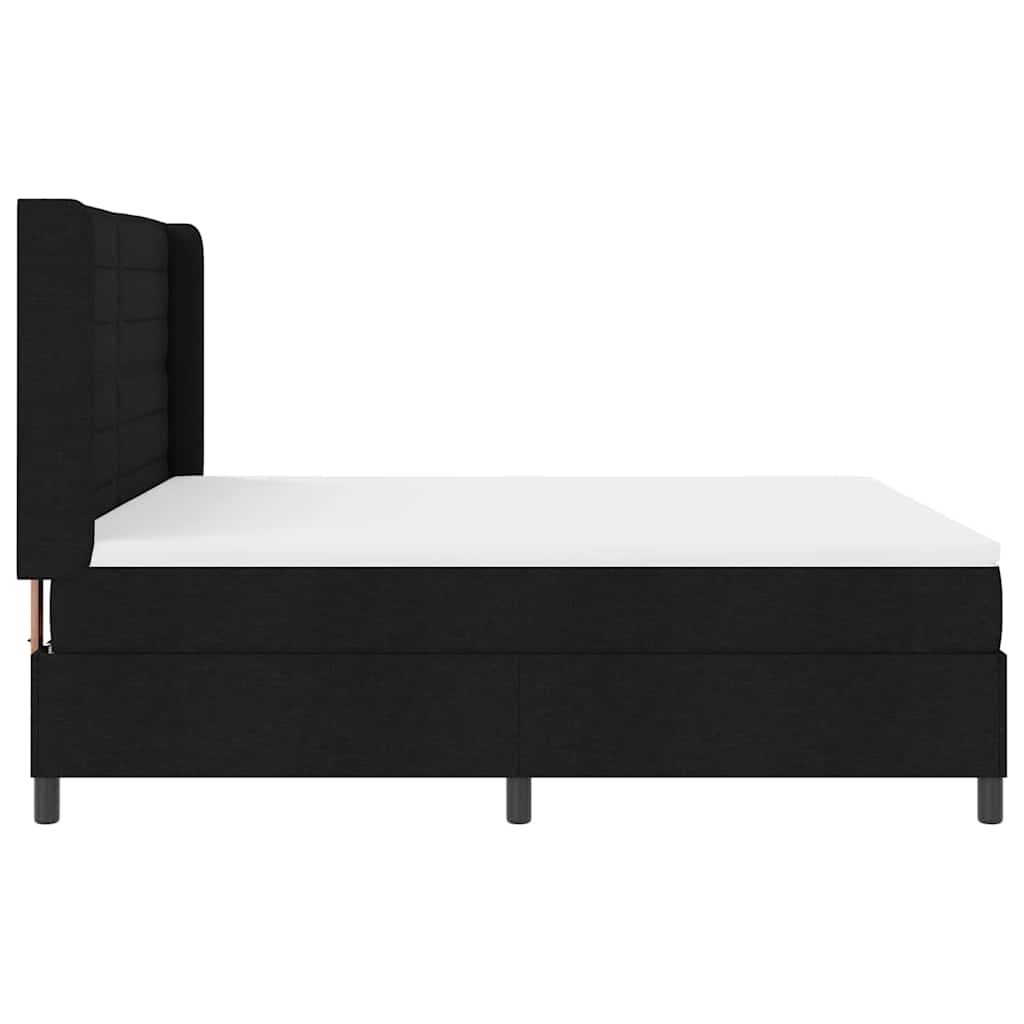 Boxrugós ágy matracmal fejtámlával Fekete 200 x 180 cm szövet