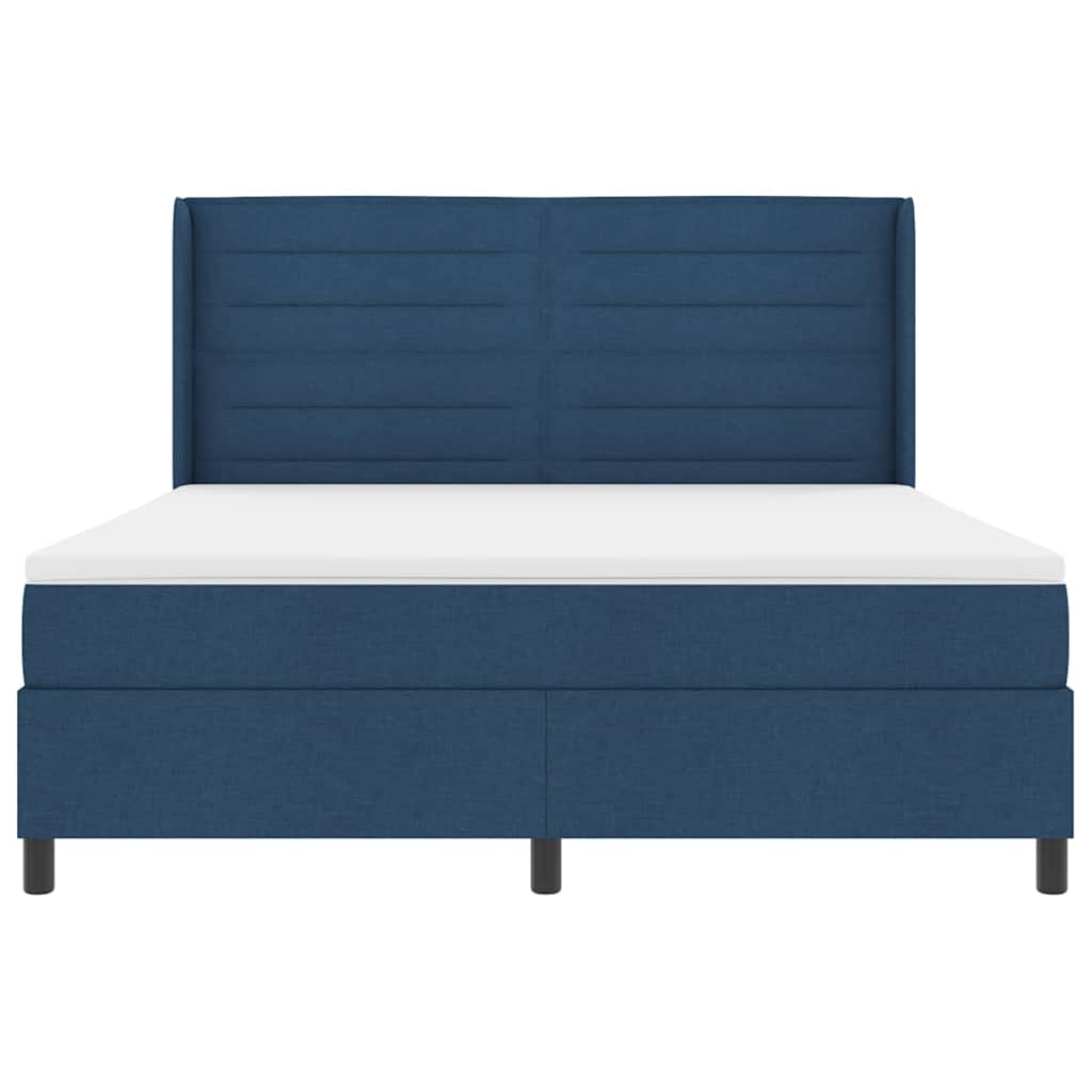 Boxrugós ágy matracmal fejtámlával Kék 200 x 180 cm szövet