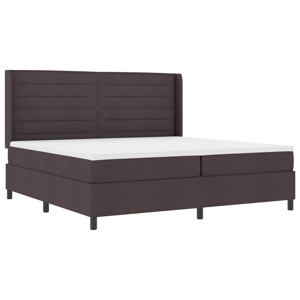 Boxrugós ágy matracmal Sötét Barna 200 x 200 cm szövet