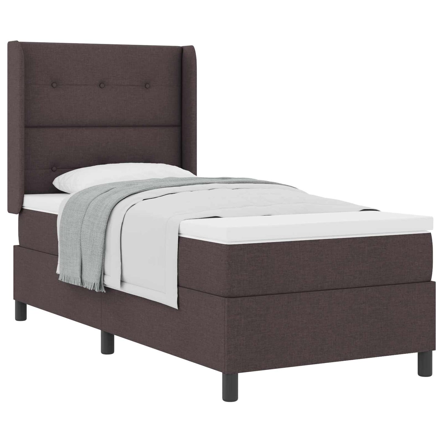 Boxrugós ágy párnával Sötét Barna 200 x 80 cm szövet