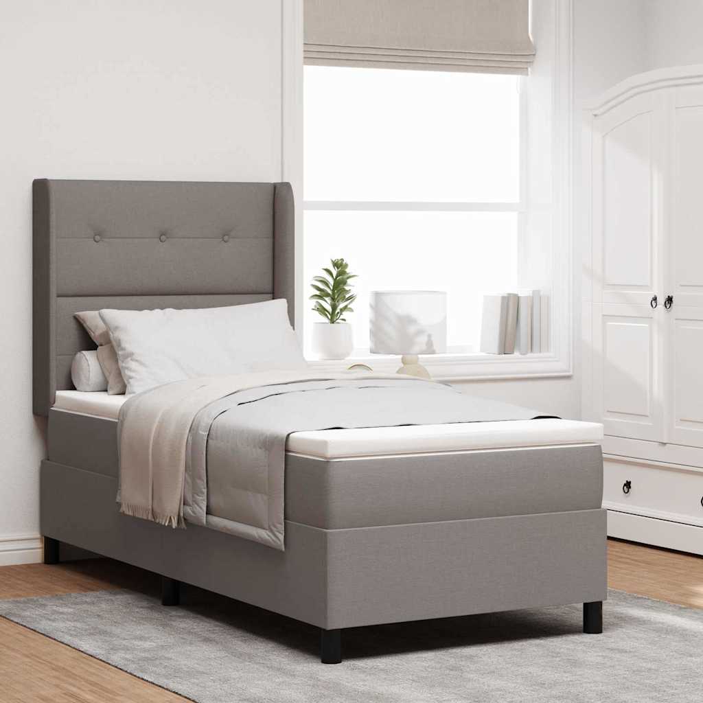 Boxrugós ágy matracmal fejtámlával Tópszínű 190 x 90 cm szövet