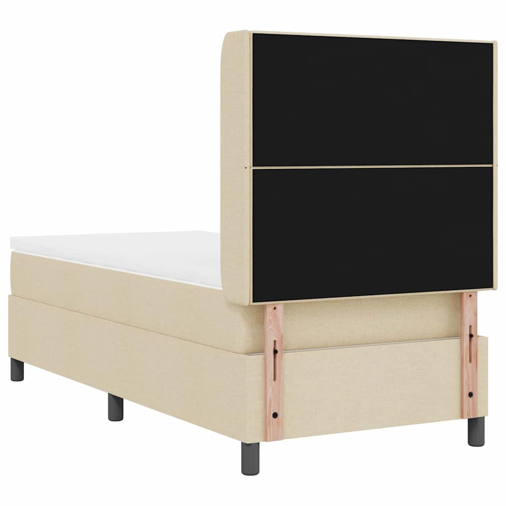 Boxrugós ágy párnával fejtámlával Krém 200 x 100 cm szövet