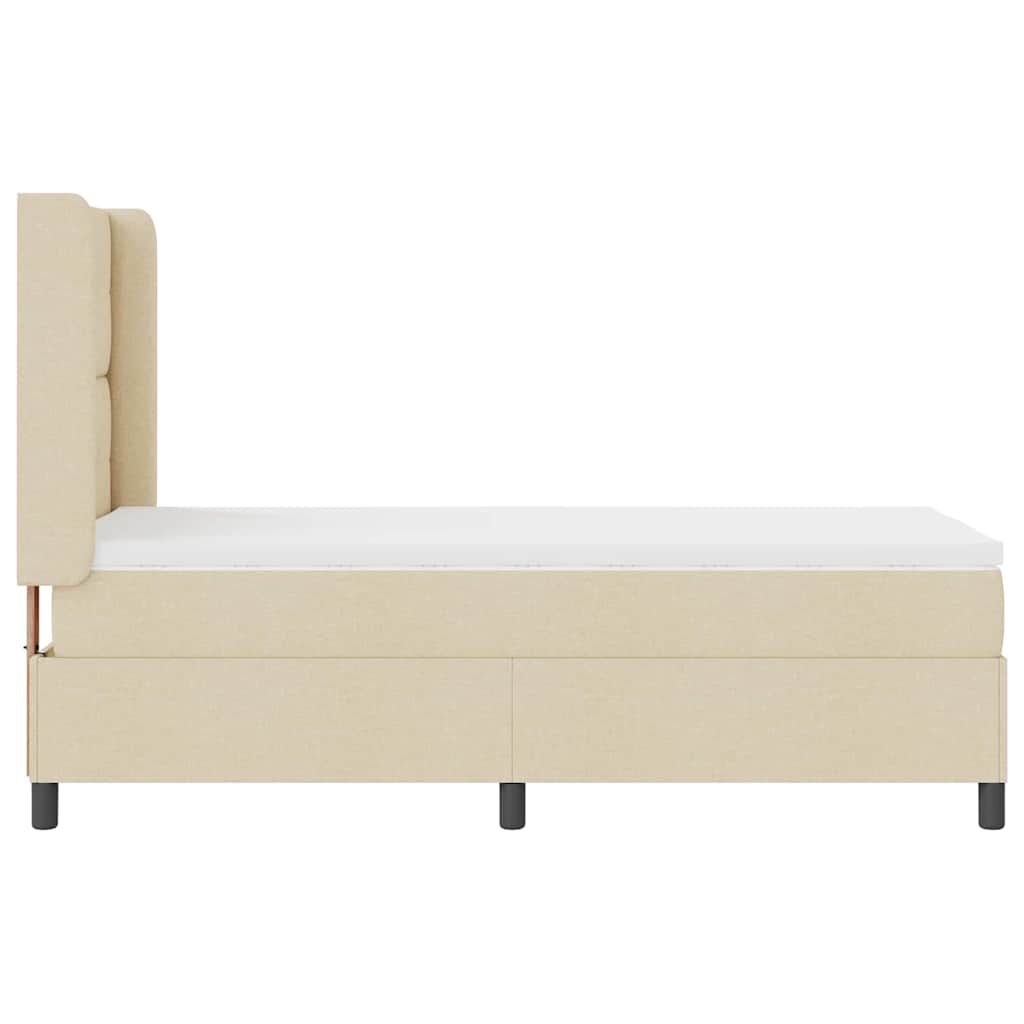 Boxrugós ágy párnával fejtámlával Krém 200 x 100 cm szövet
