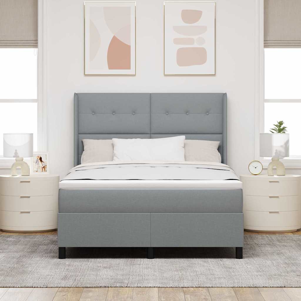 Boxrugós ágy párnával Világosszürke 200 x 160 cm szövet