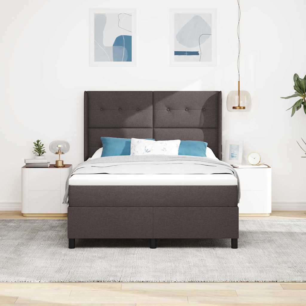Boxrugós ágy párnával Sötét Barna 200 x 160 cm szövet
