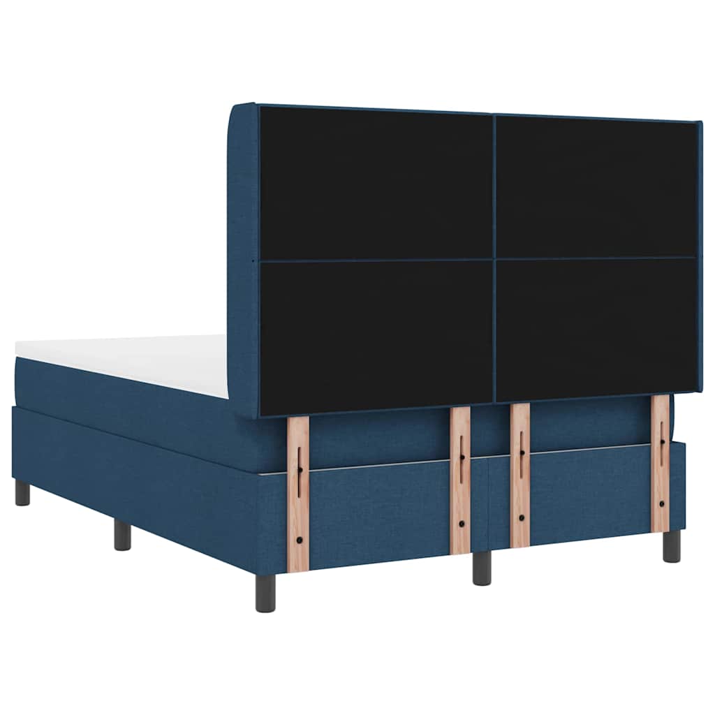Boxrugós ágy matracmal fejtámlával Kék 200 x 160 cm szövet
