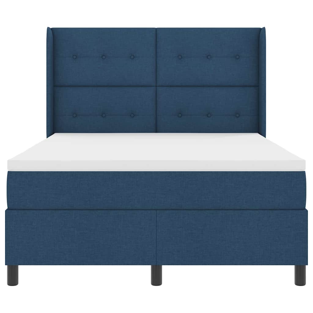 Boxrugós ágy matracmal fejtámlával Kék 200 x 160 cm szövet