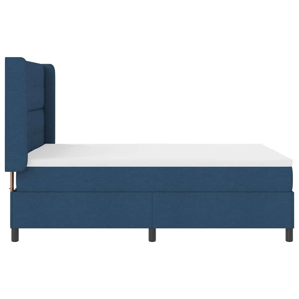Boxrugós ágy matracmal fejtámlával Kék 200 x 160 cm szövet
